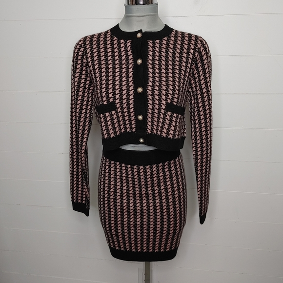 Majorelle Carrie houndstooth knit skirt set S - Picture 4 of 16